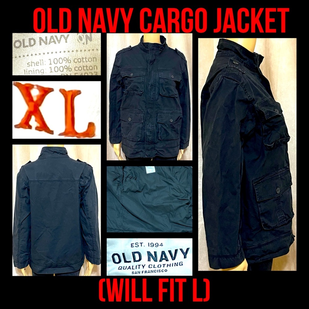 Size XL (fits smaller)- Old Navy Black Cargo Jacket